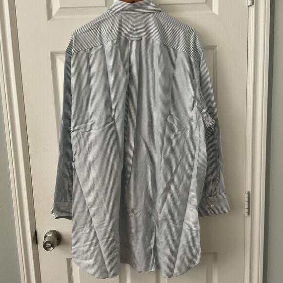 Lands' End Shirt XXLT Button Down White Blue Stripes Long Sleeve NWT - Picture 4 of 6